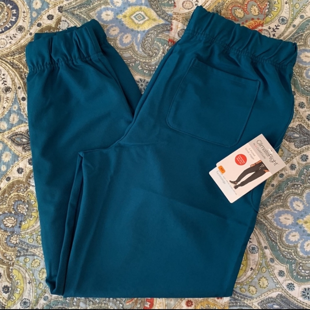 Cuddl Duds Climate Right 5 pocket teal Scrub Jogger MP NWT